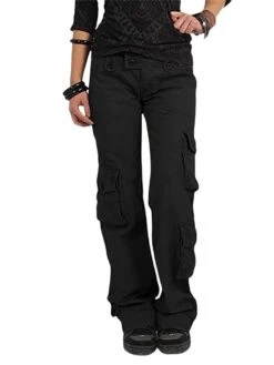 Women‘s Cargo Khaki parachute Pants Trousers Baggy Full Length Baggy Micro-elastic Mid Waist Fashion Streetwear Casual Daily Wear Black Khaki S M Fall & Winter 12 Women‘s Cargo Khaki parachute Pants Trousers Baggy Full Length Baggy Micro-elastic Mid Waist Fashion Streetwear Casual Daily Wear Black Khaki S M Fall & Winter -Outlet Suit Skirt Fit Store orpygy1692257380923
