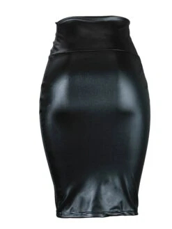 Women's Skirt Bodycon Maxi Faux Leather Black Red Blue Coffee Skirts Fall & Winter Ruched Fashion Elegant Street Daily S M L -Outlet Suit Skirt Fit Store otrsif1664353397927