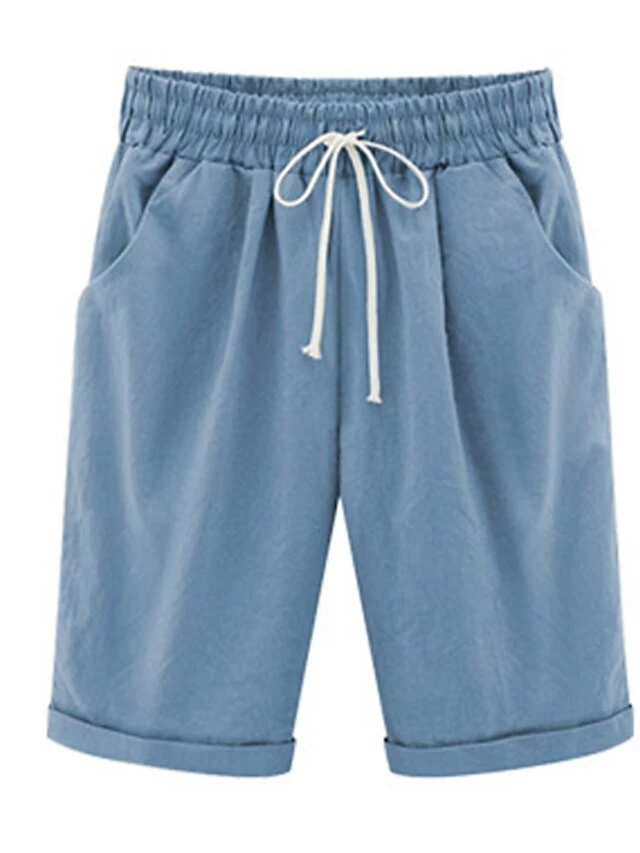 Women's Slacks Sunday Shorts Cotton Blend Light Blue Pink ArmyGreen Mid Waist Vacation Casual Work Beach Pocket Micro-elastic Knee Length Lightweight Solid Color S M L XL 2XL / Loose Fit 14 Women's Slacks Sunday Shorts Cotton Blend Light Blue Pink ArmyGreen Mid Waist Vacation Casual Work Beach Pocket Micro-elastic Knee Length Lightweight Solid Color S M L XL 2XL / Loose Fit - Image 14