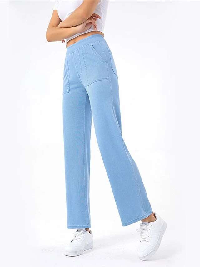 Women's Jeans Wide Leg Pants Trousers Full Length Fashion Streetwear Outdoor Street Dark-Gray Deep Blue S M Fall Winter 10 Women's Jeans Wide Leg Pants Trousers Full Length Fashion Streetwear Outdoor Street Dark-Gray Deep Blue S M Fall Winter - Image 10