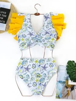 Women's Swimwear Tankini Monokini Bathing Suits Normal Swimsuit Ruched 2 Piece Floral Print Multicolor Yellow Padded Strap Bathing Suits New Hawaiian Sexy -Outlet Suit Skirt Fit Store oxousr1697082543949