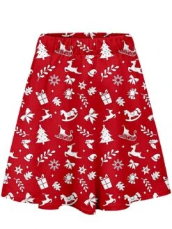 Women's Skirt Swing Mini Red Skirts Fall & Winter Print High Waist Fashion Casual Ugly Christmas Street Xmas S M L -Outlet Suit Skirt Fit Store ozfcpd1695013998689