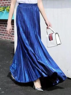 Women's Skirt Swing Long Skirt Maxi Silver Black Red Blue Skirts Pleated Streetwear Summer Holiday Weekend S M L 13 Women's Skirt Swing Long Skirt Maxi Silver Black Red Blue Skirts Pleated Streetwear Summer Holiday Weekend S M L -Outlet Suit Skirt Fit Store pewjut1664353460185