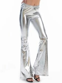 Women's Flare Leggings Full Length Fashion Streetwear Party Street Silver Grey S M Fall Winter