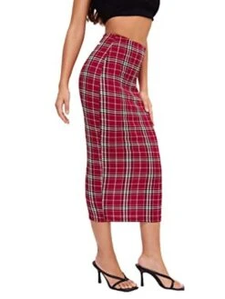 Women's Skirt Scottish Tartans Plaid Skirt Midi Cotton Blend Black White Red Skirts Fall & Winter Print High Waist Fashion Sexy Christmas Street Xmas S M L -Outlet Suit Skirt Fit Store phjddg1694742578058