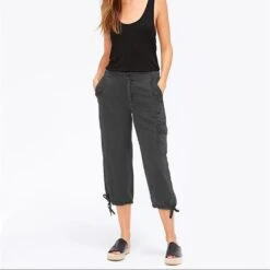 Women's Cargo Pants Cropped Pants Calf-Length Cotton Blend Micro-elastic Fashion Casual Daily Dark Grey S M
