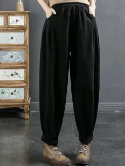 Women's Baggy Harem Pants Full Length Baggy Micro-elastic Fashion Streetwear Outdoor Street Thickened Black Fleece Ginger Yellow Plus Velvet Thick L 100-115 Catties XL 115-130 Catties Fall Winter 14 Women's Baggy Harem Pants Full Length Baggy Micro-elastic Fashion Streetwear Outdoor Street Thickened Black Fleece Ginger Yellow Plus Velvet Thick L 100-115 Catties XL 115-130 Catties Fall Winter -Outlet Suit Skirt Fit Store pnbbhy1692182868088