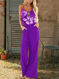 Jumpsuit For Woman CasualPocket Print Floral U Neck Daily Going Out Straight Regular Fit Spaghetti Strap Red Blue Purple S M L Summer 7 Jumpsuit For Woman CasualPocket Print Floral U Neck Daily Going Out Straight Regular Fit Spaghetti Strap Red Blue Purple S M L Summer -Outlet Suit Skirt Fit Store pnejjy1687952197498