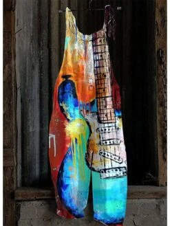 Women's Jumpsuit Print Abstract Strapless Holiday Daily Going Out Straight Loose Fit Strap White Yellow Red S M L Summer