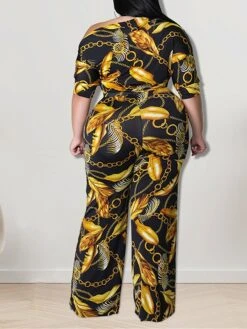 Women's Jumpsuit High Waist Print Crew Neck Streetwear Street Holiday Regular Fit Half Sleeve Yellow Blue XL XXL 3XL Spring -Outlet Suit Skirt Fit Store pwypkk1675741960944