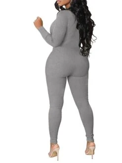 Women's Jumpsuit Zipper Solid Color V Neck Active Street Sport Regular Fit Long Sleeve Blue Khaki Dark Gray S M L Winter 15 Women's Jumpsuit Zipper Solid Color V Neck Active Street Sport Regular Fit Long Sleeve Blue Khaki Dark Gray S M L Winter -Outlet Suit Skirt Fit Store pzfbbc1660905027768