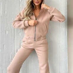 Women's Tracksuit Sweatsuit 2 Piece Athletic Winter Long Sleeve Thermal Warm Breathable Moisture Wicking Fitness Running Jogging Sportswear Activewear Solid Colored Black White Pink -Outlet Suit Skirt Fit Store pznard1692180984288