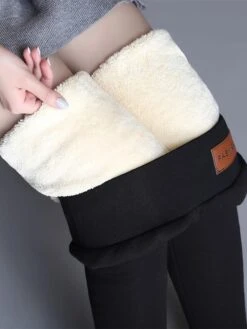 Women's Fleece Pants Pants Trousers Leggings 891 Black Kitten Gray Kitten Black Fashion Streetwear Casual Outdoor Street Causal Full Length Thermal Warm Solid Color S M L XL 2XL -Outlet Suit Skirt Fit Store pzsduk1692863140884