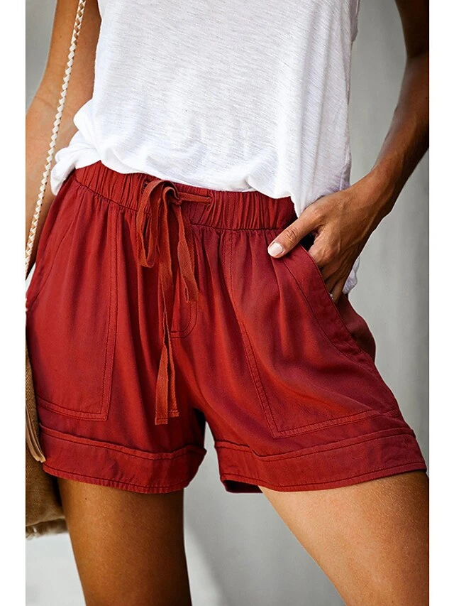 Women's Basic Essential Casual Shorts Wide Leg Baggy Pocket Short Daily Holiday Micro-elastic Simple Cotton Blend Lightweight Outdoor Mid Waist Light Blue Wine Red Pink ArmyGreen Orange & Red 6 Women's Basic Essential Casual Shorts Wide Leg Baggy Pocket Short Daily Holiday Micro-elastic Simple Cotton Blend Lightweight Outdoor Mid Waist Light Blue Wine Red Pink ArmyGreen Orange & Red - Image 6