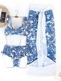 Women's Swimwear Bikini Three Piece Normal Swimsuit Ruffle 3-Piece Plant Multicolor Blue Purple Padded Strap Bathing Suits New Hawaiian Retro 10 Women's Swimwear Bikini Three Piece Normal Swimsuit Ruffle 3-Piece Plant Multicolor Blue Purple Padded Strap Bathing Suits New Hawaiian Retro -Outlet Suit Skirt Fit Store qcfbln1686048116215