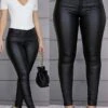 Women's Slim Pants Trousers Full Length Fashion Streetwear Party Outdoor Black Wine S M Fall Winter
