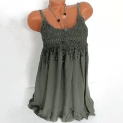 Women's Plus Size Tank Top Camisole Summer Tops White Blue Green Solid Color Lace Ruffle Sleeveless Daily Weekend Holiday Casual Strap Regular Fit Summer Spring -Outlet Suit Skirt Fit Store qeemxk1663295288748