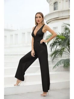 Women's Sophisticated Party 2022 White Black Jumpsuit Solid Color -Outlet Suit Skirt Fit Store qelkia1644311489673