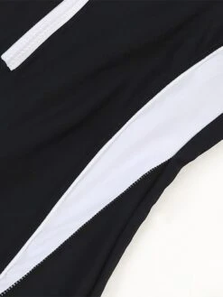 Women's Swimwear Rash Guard Diving Normal Swimsuit Patchwork Zipper Multi Color Geometic Black Padded High Neck Bathing Suits New Vacation Holiday -Outlet Suit Skirt Fit Store qhmdjv1690880254271