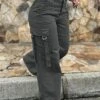 Women‘s Cargo Parachute pants Trousers Baggy Full Length Baggy Micro-elastic Mid Waist Fashion Streetwear Street Daily Army Green Dark Grey S M Fall Winter