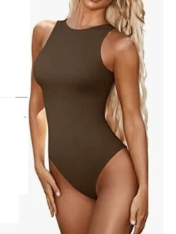 Women's Bodysuit High Waist Solid Color Crew Neck Streetwear Street Daily Regular Fit Sleeveless Black White Pink S M L Summer -Outlet Suit Skirt Fit Store qrpstk1685498611191