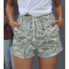 Women's Shorts Cotton Blend Light Green Army Green Gray Mid Waist Fashion Sporty Leisure Sports Weekend Side Pockets Print Micro-elastic Short Comfort Camouflage S M L XL XXL