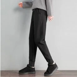 Women's Fleece Pants Joggers Cotton Blend Fleece Lined Black Gray Mid Waist Casual Athletic Sports Weekend Pocket Micro-elastic Full Length Thermal Warm Plain S M L XL XXL -Outlet Suit Skirt Fit Store quximn1634183612383