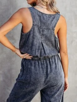 Women's Jumpsuit Pocket Solid Color U Neck Streetwear Daily Vacation Regular Fit Sleeveless White Navy Blue Light Blue S M L Spring -Outlet Suit Skirt Fit Store qvvauq1675852699282