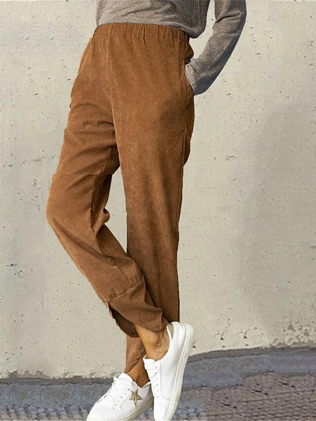 Women's Chinos Pants Trousers Full Length Split Micro-elastic High Waist Fashion Streetwear Street Daily ArmyGreen Black S M Fall Winter 2 Women's Chinos Pants Trousers Full Length Split Micro-elastic High Waist Fashion Streetwear Street Daily ArmyGreen Black S M Fall Winter - Image 2