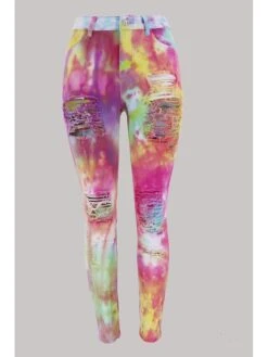 Women's Jeans Skinny Pants Trousers Ankle-Length Denim Ripped Print Micro-elastic Fashion Casual Daily Pink Blue S M -Outlet Suit Skirt Fit Store qwmnvi1671777865908