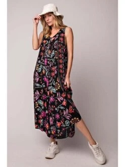 Women's Jumpsuit Button Front Print Floral U Neck Business Daily Going Out Wide Leg Loose Fit Sleeveless Sleeveless Black Yellow Pink S M L Summer