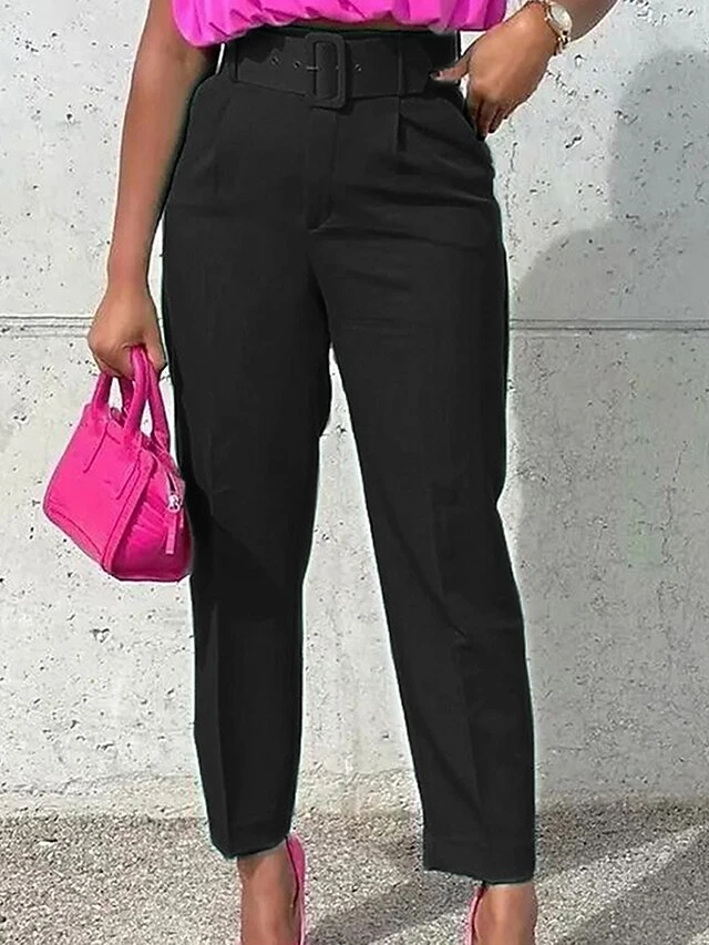 Women's Dress Pants Chinos Work Pants Full Length Micro-elastic High Waist Fashion Streetwear Office Work Black White S M Fall Winter 1 Women's Dress Pants Chinos Work Pants Full Length Micro-elastic High Waist Fashion Streetwear Office Work Black White S M Fall Winter