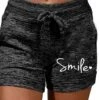 Women's Shorts Cotton Blend Grey Black Mid Waist Athleisure Casual Weekend Print Micro-elastic Short Comfort Letter S M L XL XXL
