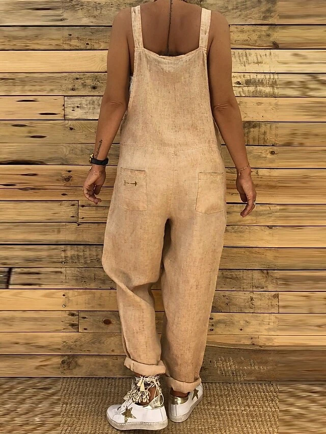 Women's Overall Solid Color Ordinary Dailywear Weekend Straight Regular Fit Strap Black Wine Blue S M L Fall 2 Women's Overall Solid Color Ordinary Dailywear Weekend Straight Regular Fit Strap Black Wine Blue S M L Fall - Image 2