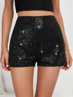 Women's Black Sequin Shorts High Waist Fashion Streetwear Party Street Daily Wear Sequins Micro-elastic Short Breathability Plain S M L XL 9 Women's Black Sequin Shorts High Waist Fashion Streetwear Party Street Daily Wear Sequins Micro-elastic Short Breathability Plain S M L XL -Outlet Suit Skirt Fit Store rdbdet1689060249315