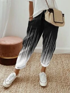 Women's Linen Pants Baggy Full Length Faux Linen Pocket Baggy Stylish Casual Daily Casual Daily Wear White / White Light Pink S M