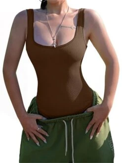 Women's Bodysuit Backless Solid Color U Neck Sexy Home Daily Regular Fit Sleeveless Black White Pink S M L Summer -Outlet Suit Skirt Fit Store rhfrhl1680600408909