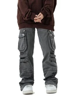 Women's Cargo Pants Pants Trousers Baggy Full Length Pocket Baggy Micro-elastic Low Waist Fashion Streetwear Street Daily Rice White Black M L Summer Fall