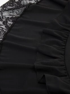 Women's Skirt Asymmetrical Polyester Lace Over Charmeuse Black Red Navy Blue Skirts Winter Ruffle Drawstring Side Button High Waist Steampunk® Retro Gothic Carnival Costumes Ladies Christmas -Outlet Suit Skirt Fit Store rmeedv1635224756041