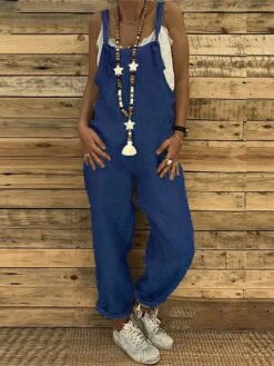 Women's Overall Solid Color Ordinary Dailywear Weekend Straight Regular Fit Strap Black Wine Blue S M L Fall