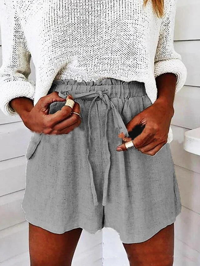 Women's Linen Pants Shorts Faux Linen White Pink Blue Fashion Basic Casual Street Daily Vacation Baggy Short Comfort Plain S M L XL 2XL 4 Women's Linen Pants Shorts Faux Linen White Pink Blue Fashion Basic Casual Street Daily Vacation Baggy Short Comfort Plain S M L XL 2XL - Image 4