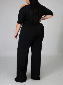 Women's Jumpsuit Lace Up Shoulder Off Solid Color Cold Shoulder Streetwear Street Holiday Regular Fit Half Sleeve Black Yellow Wine XL XXL 3XL Fall -Outlet Suit Skirt Fit Store rysjkx1675747263930