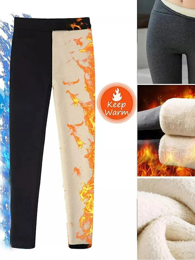 Women's Fleece Pants Tights Leggings Full Length Stretchy Mid Waist Fashion Tights Daily 1# 2# S M Fall & Winter 5 Women's Fleece Pants Tights Leggings Full Length Stretchy Mid Waist Fashion Tights Daily 1# 2# S M Fall & Winter - Image 5