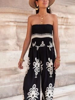 Women's Jumpsuit Backless High Waist Floral Strapless Holiday Street Daily Regular Fit Sleeveless Black Green S M L Summer 29 Women's Jumpsuit Backless High Waist Floral Strapless Holiday Street Daily Regular Fit Sleeveless Black Green S M L Summer -Outlet Suit Skirt Fit Store seetsz1690352959230