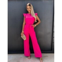 Women's Jumpsuit Ruffle Solid Color Crew Neck Elegant Vacation Going Out Wide Leg Regular Fit Sleeveless Blue Pink Khaki S M L Spring 8 Women's Jumpsuit Ruffle Solid Color Crew Neck Elegant Vacation Going Out Wide Leg Regular Fit Sleeveless Blue Pink Khaki S M L Spring -Outlet Suit Skirt Fit Store sewtoq1652071141542