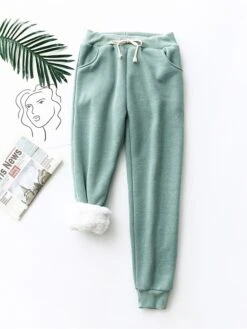 Women's Fleece Pants Sweatpants Chinos Full Length Cotton Micro-elastic High Waist Fashion Streetwear Street Daily Claret Light Gray S M Fall Winter -Outlet Suit Skirt Fit Store sgjdwz1692927247067