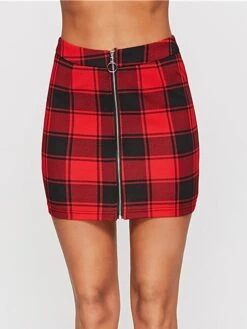 Women's Skirt Bodycon Plaid Skirt Mini Black Red Skirts Winter Print High Waist Fashion Sexy Casual Christmas Street Xmas S M L -Outlet Suit Skirt Fit Store sgtxvj1695351131164