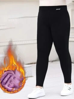 Women's Fleece Plus Size Leggings Full Length Active Streetwear Outdoor Daily Black Pants Black Fall Winter
