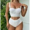 Women's Swimwear Bikini Normal Swimsuit 2 Piece Plain Black White Beige Bodysuit Bathing Suits Sports Beach Wear Summer