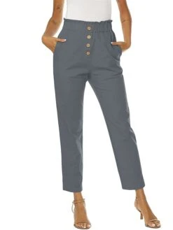 Women‘s Linen Dress Pants Trousers Cotton And Linen Magenta Orange Red Rust High Waist Streetwear Casual Comfort Holiday Daily Wear Vacation Pocket Micro-elastic Full Length Breathability Plain -Outlet Suit Skirt Fit Store sqoklv1688025666446